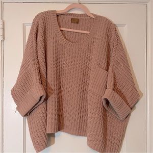 Dusty Pink Oversized Cropped Sweater